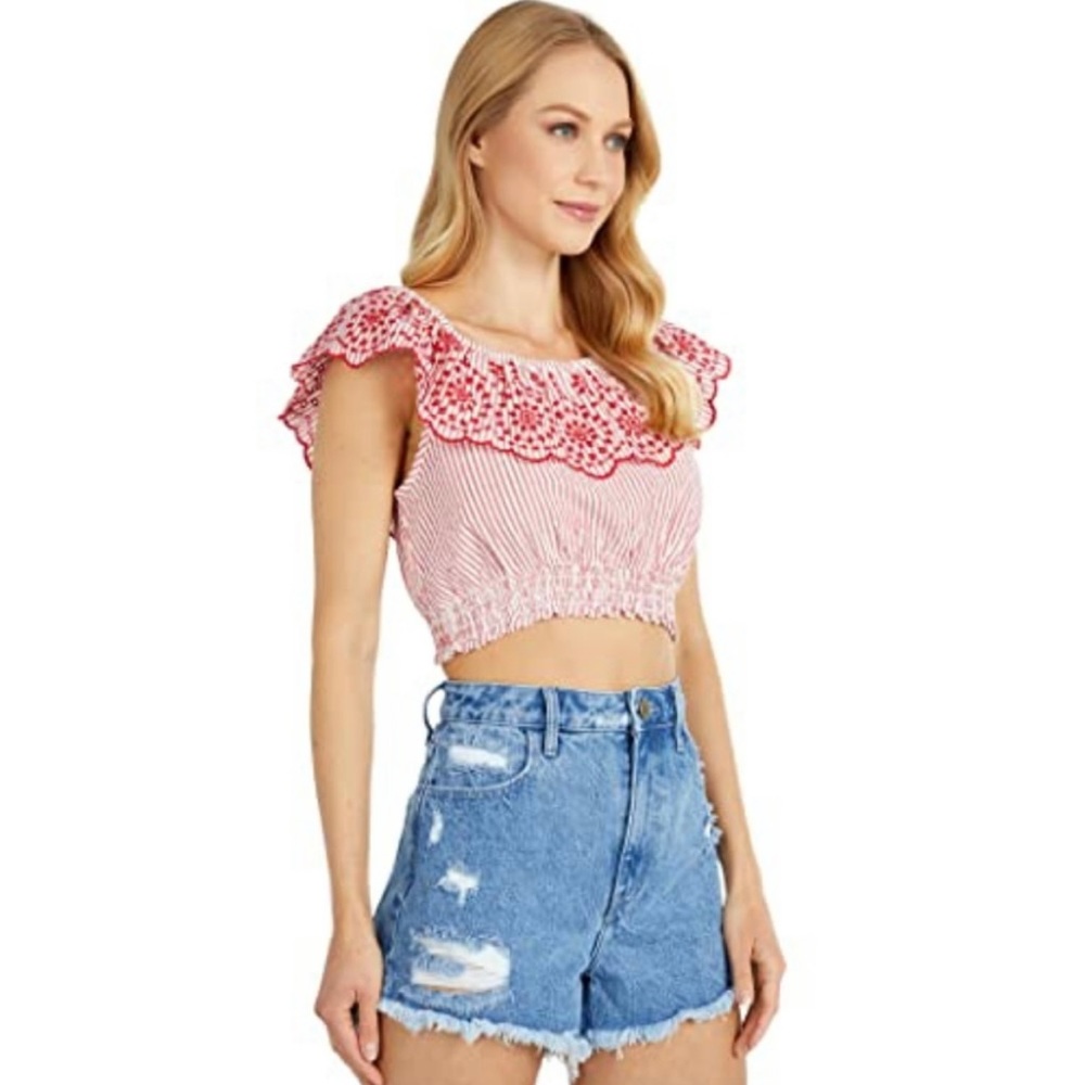 Bcbgeneration embroidered striped top